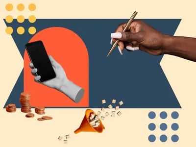 ai bdr represented by a hand writing and a phone